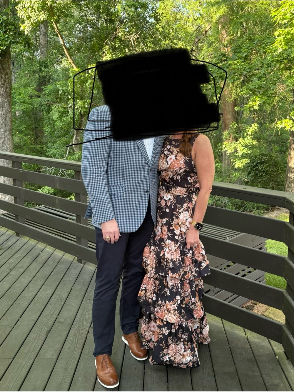 Ina Black Maxi Dress with Rust and Cream Floral Print and Belt - Picture 5 of 5